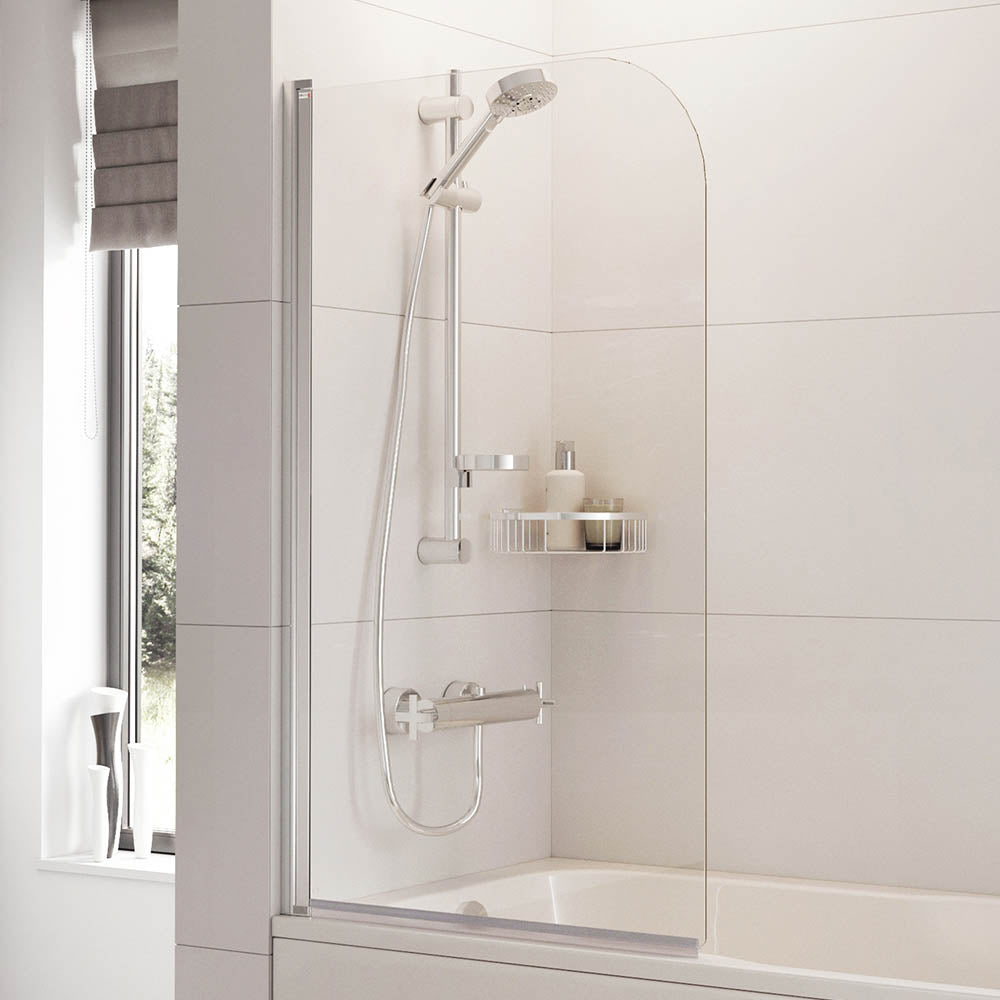 Indi INDI2D2CS Single Panel Curved Bath Screen - Chrome