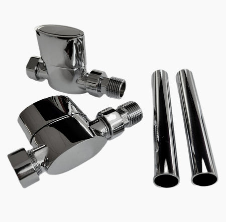 Kartell ASP-STR Aspen Straight Radiator Valve Pair - 15mm - Chrome