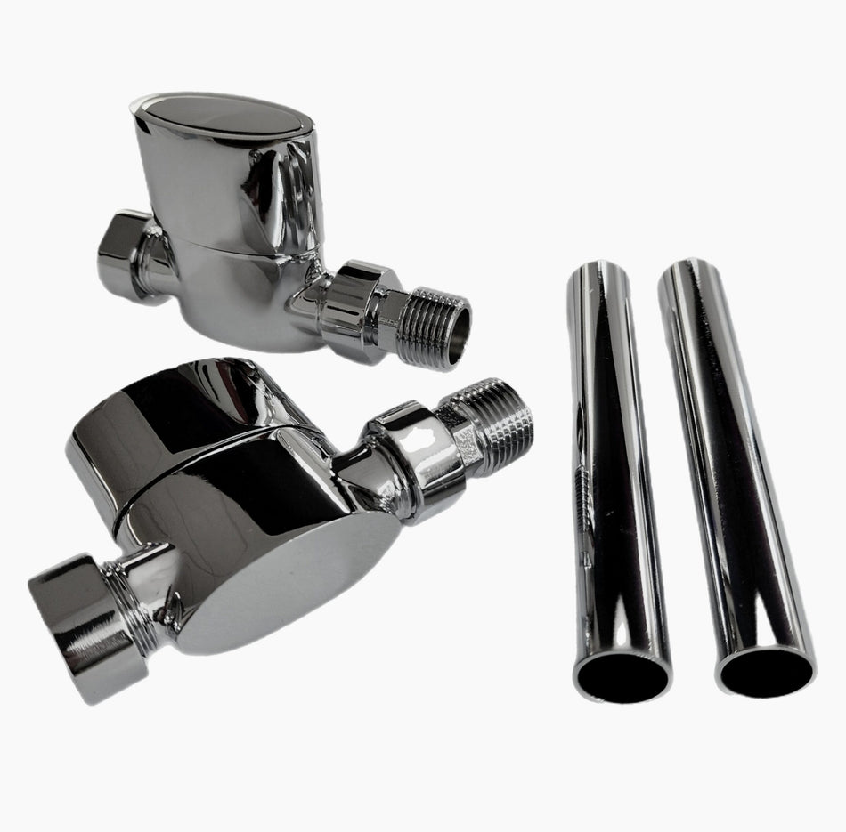 Kartell ASP-STR Aspen Straight Radiator Valve Pair - 15mm - Chrome
