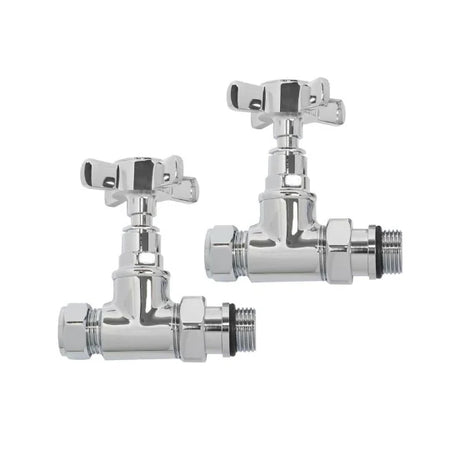 Kartell CROSS-STR Cross Head Straight Radiator Valve Pair - Chrome
