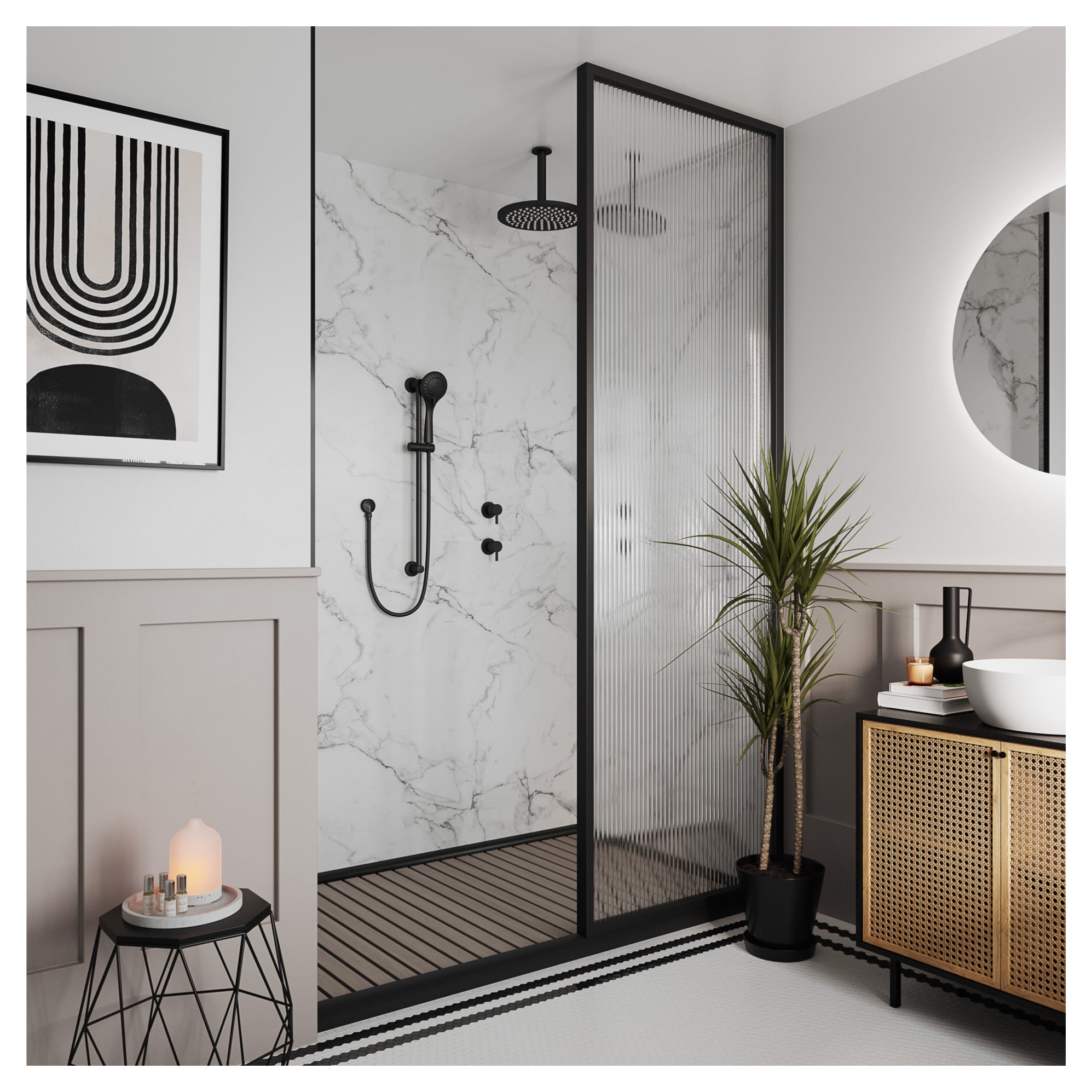 Multipanel Pure White Grey Hydrolock T&G Wall Panel - 2700 x 598 x 11mm