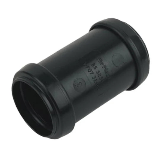 FloPlast WP08 40mm Black PP Straight Coupling