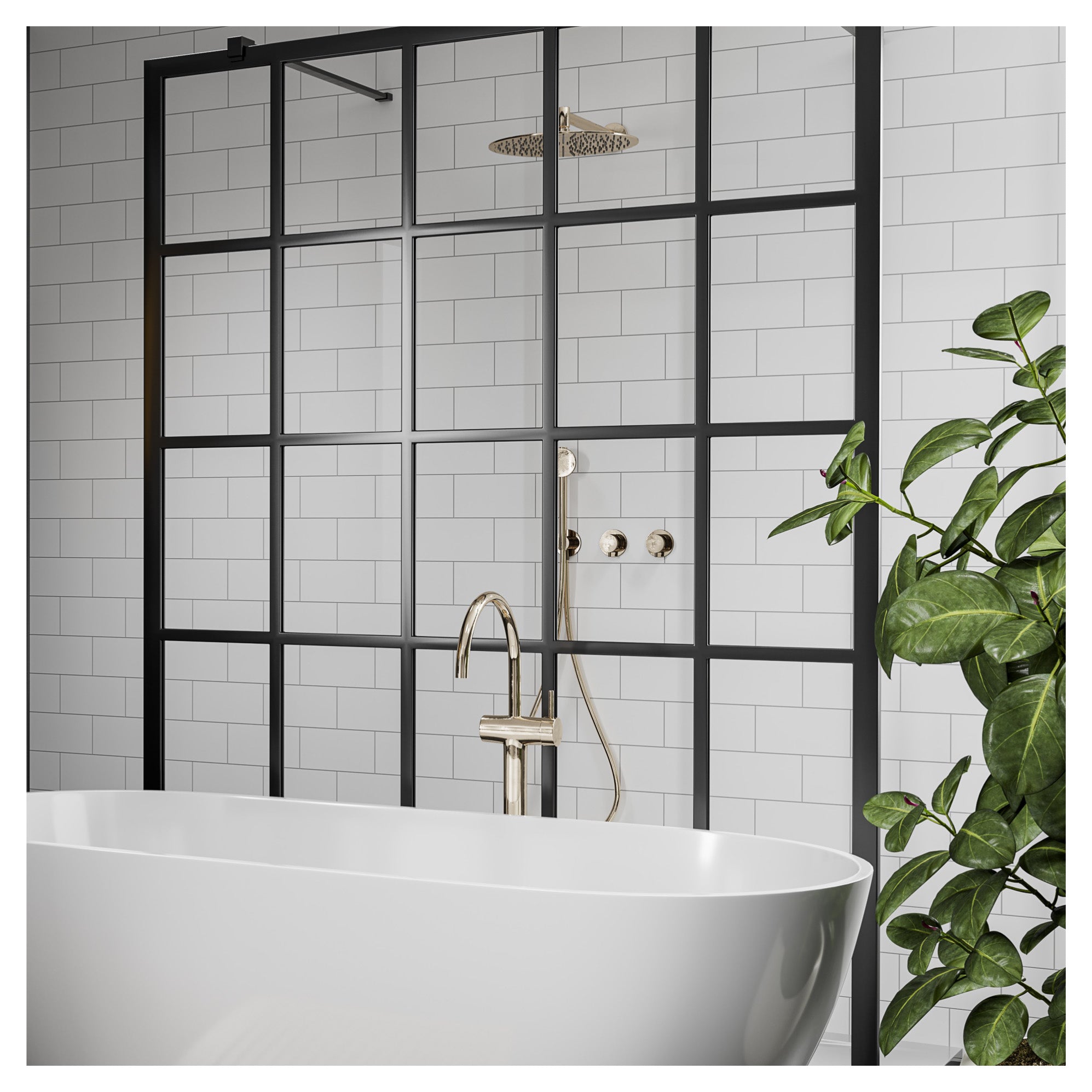 Multipanel Tile Effect White Grey Hydrolock T&G Wall Panel - 2400 x 598 x 11mm