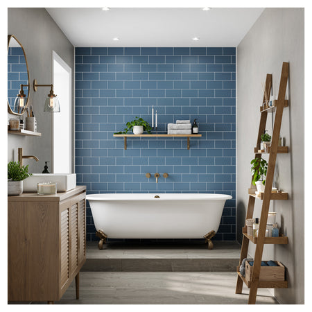 Multipanel Tile Effect Misty Blue Hydrolock T&G Wall Panel - 2400 x 598 x 11mm