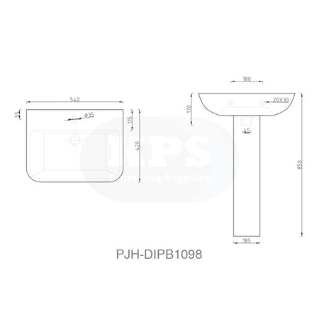 2Go 1Th Basin & Ped (Red/Blue Box) Bathroom Brands