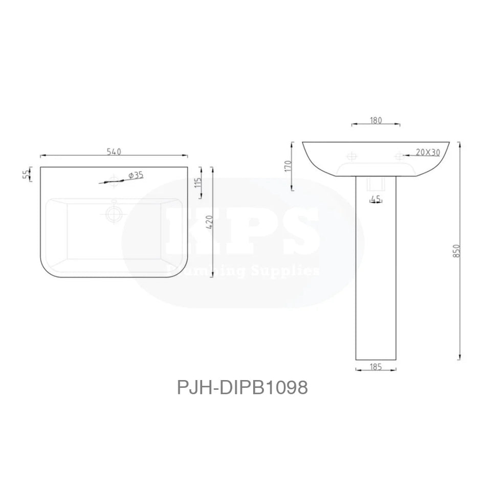 2Go 1Th Basin & Ped (Red/Blue Box) Bathroom Brands