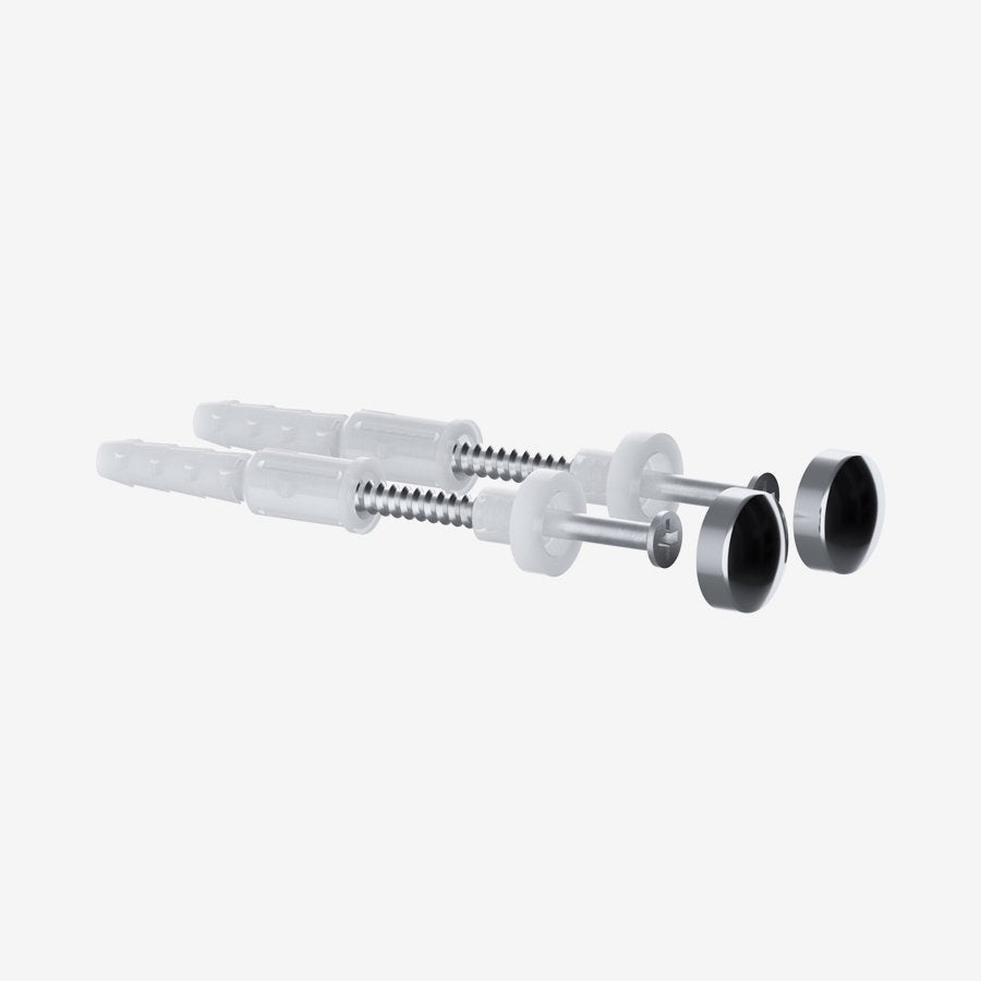 Viva PP0028/A Straight Floor Toilet Pan Fixing Kit - Chrome & White Caps