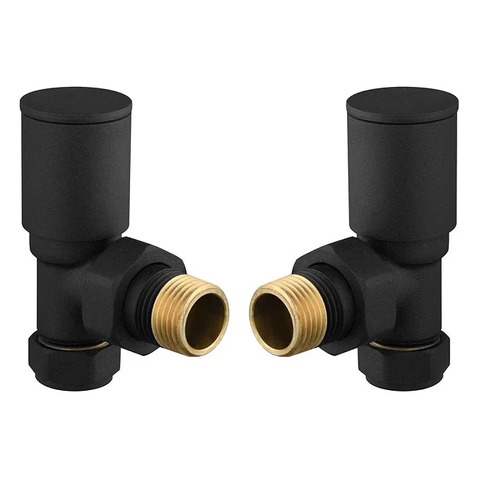 Kartell BLACK-ANG Angled Radiator Valve Pair - 15mm - Black