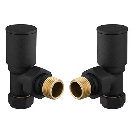 Kartell BLACK-ANG Angled Radiator Valve Pair - 15mm - Black
