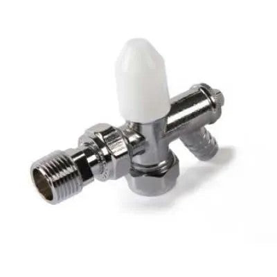 Kartell LSDOSA15 Style Angled Lockshield Radiator Valve with Drain Off Cock - 15mm - Chrome