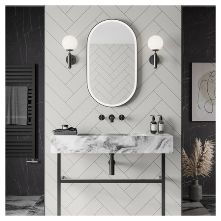 Multipanel Tile Effect White Grey Hydrolock T&G Wall Panel - 2400 x 598 x 11mm
