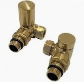 Kartell BRASS-CRNV Corner Radiator Valve Pair - Brushed Brass