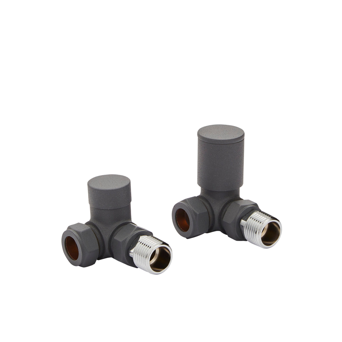 Kartell CRNV-GREY Corner Radiator Valve Pair - 15mm - Textured Grey