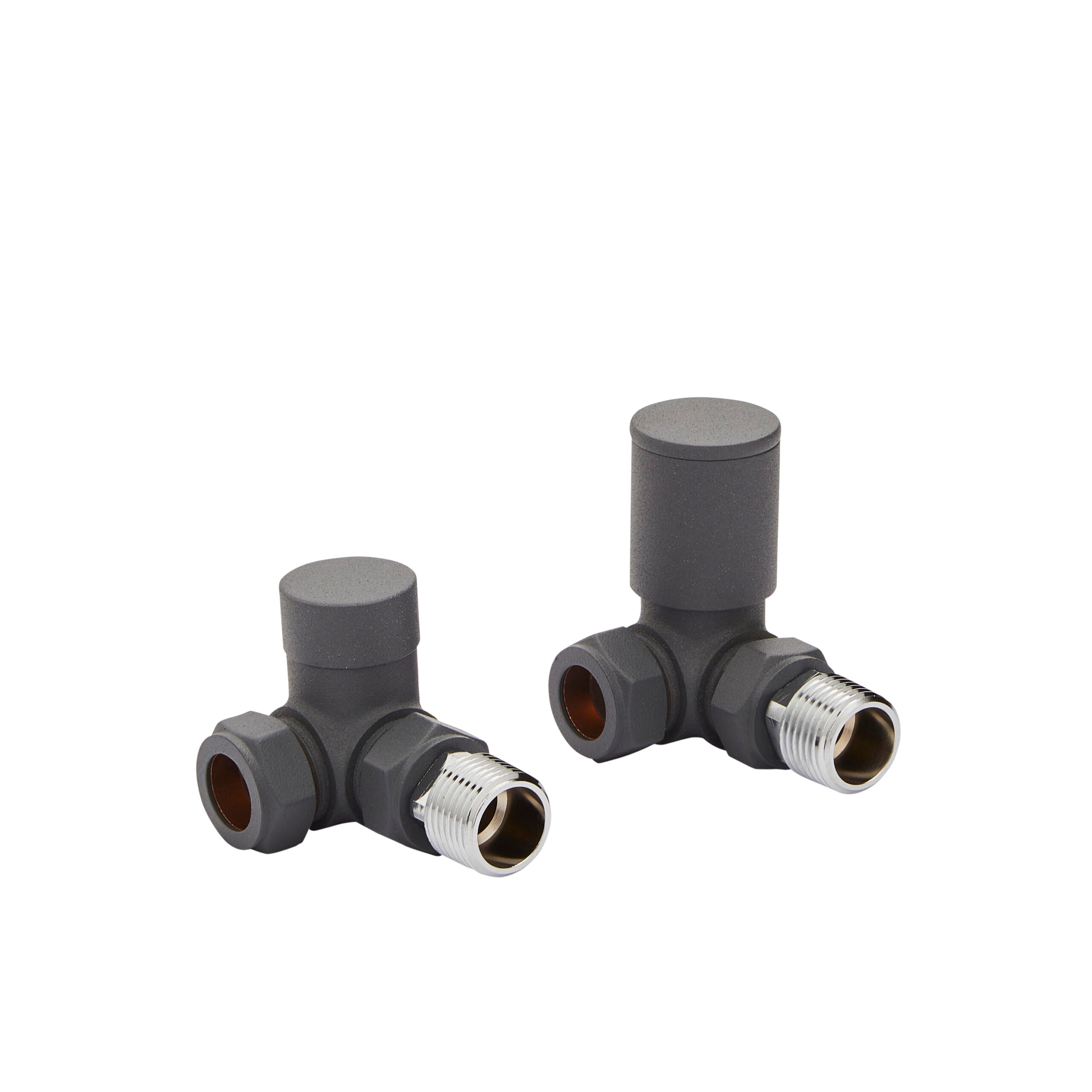 Kartell CRNV-GREY Corner Radiator Valve Pair - 15mm - Textured Grey