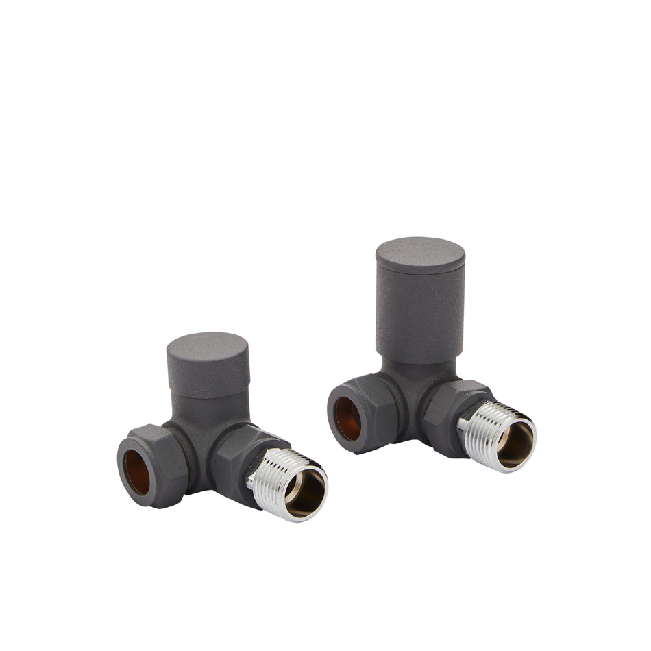 Kartell CRNV-GREY Corner Radiator Valve Pair - 15mm - Textured Grey