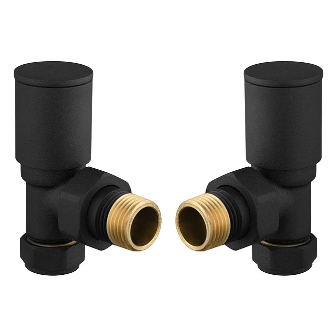 Kartell BLACK-ANG Angled Radiator Valve Pair - 15mm - Black