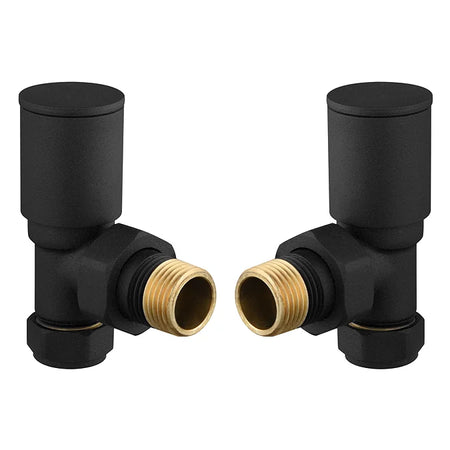 Kartell BLACK-ANG Angled Radiator Valve Pair - 15mm - Black
