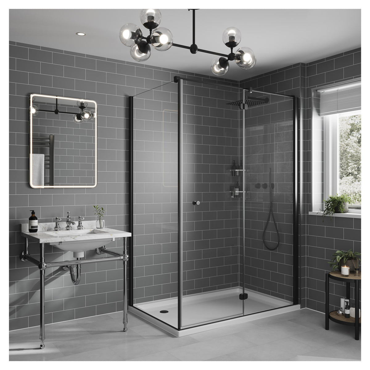 Multipanel Tile Effect Dust Grey Hydrolock T&G Wall Panel - 2400 x 598 x 11mm