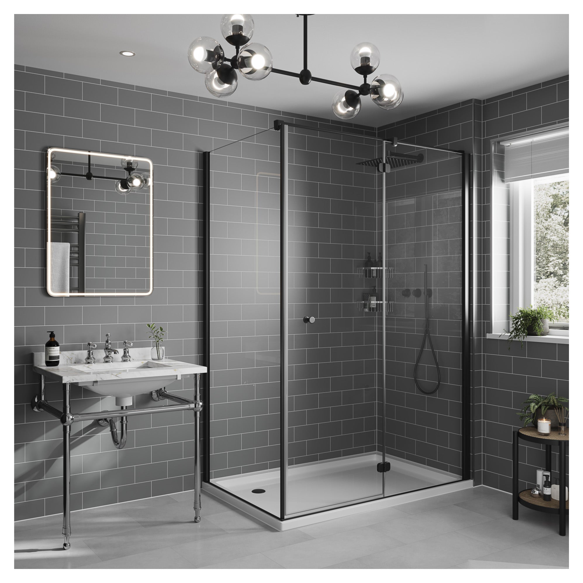 Multipanel Tile Effect Dust Grey Hydrolock T&G Wall Panel - 2400 x 598 x 11mm