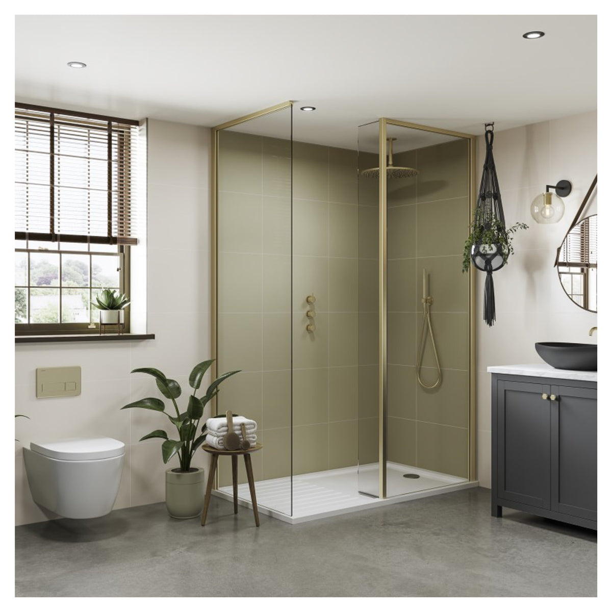 Multipanel Tile Effect Sage Green Hydrolock T&G Wall Panel - 2400 x 598 x 11mm