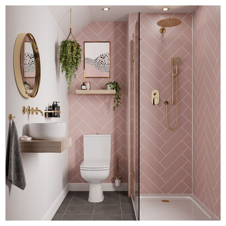 Multipanel Tile Effect Antique Rose Hydrolock T&G Wall Panel - 2400 x 598 x 11mm