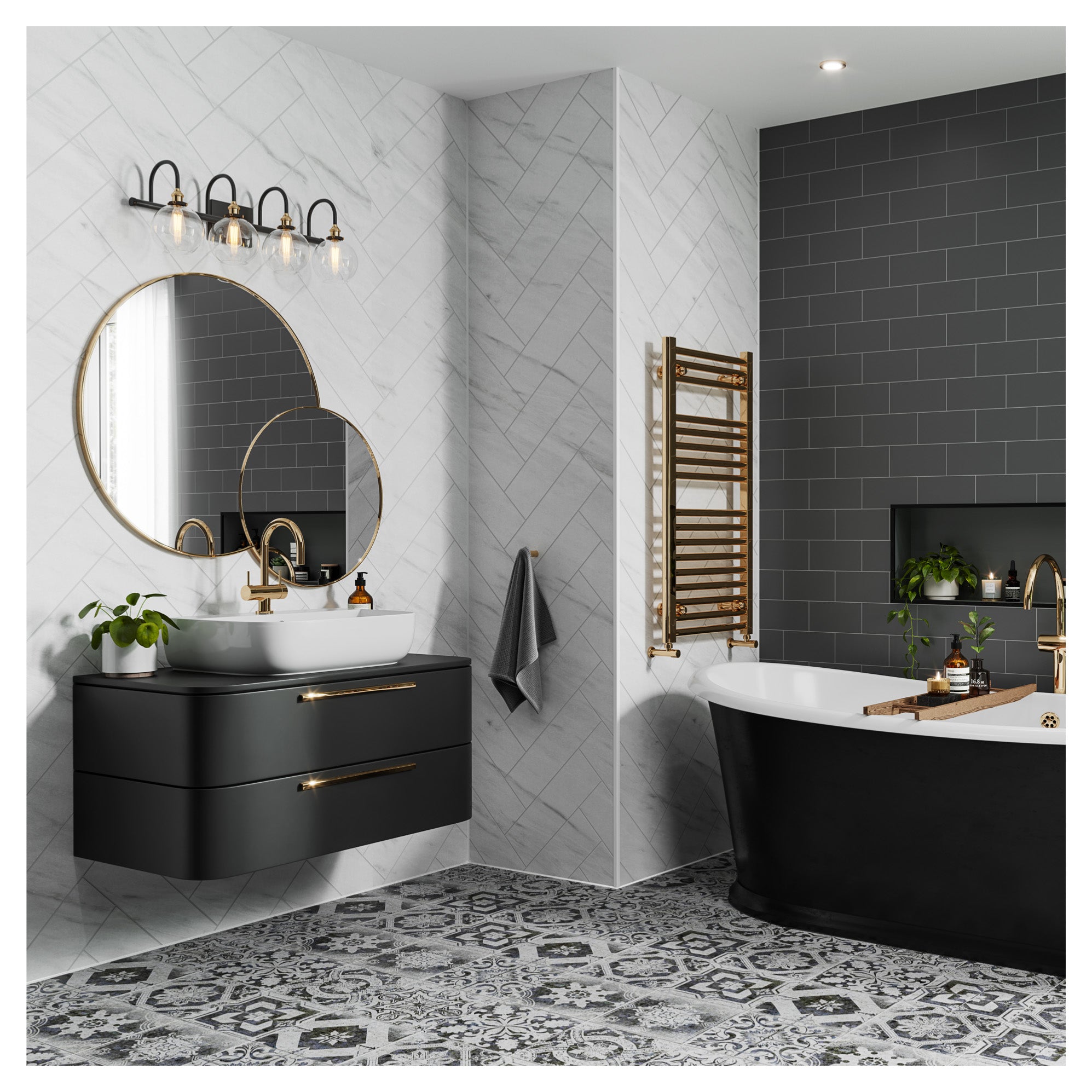 Multipanel Tile Effect Levanto Marble Hydrolock T&G Wall Panel - 2400 x 598 x 11mm