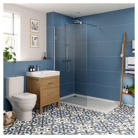 Multipanel Tile Effect Misty Blue Hydrolock T&G Wall Panel - 2400 x 598 x 11mm