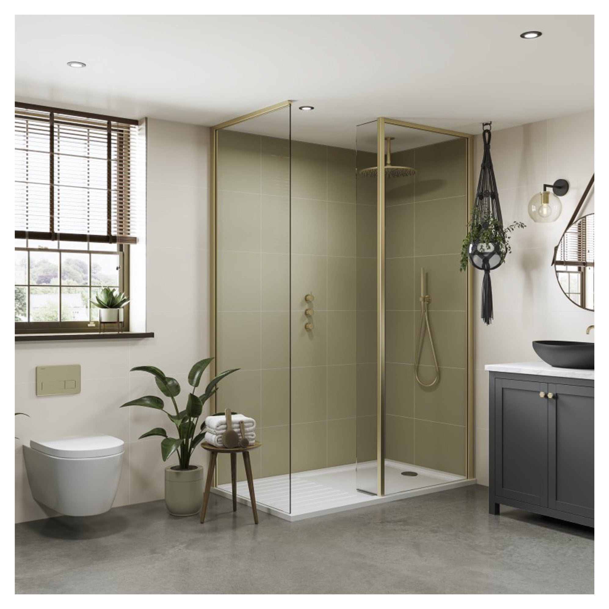 Multipanel Tile Effect Taupe Grey Hydrolock T&G Wall Panel - 2400 x 598 x 11mm