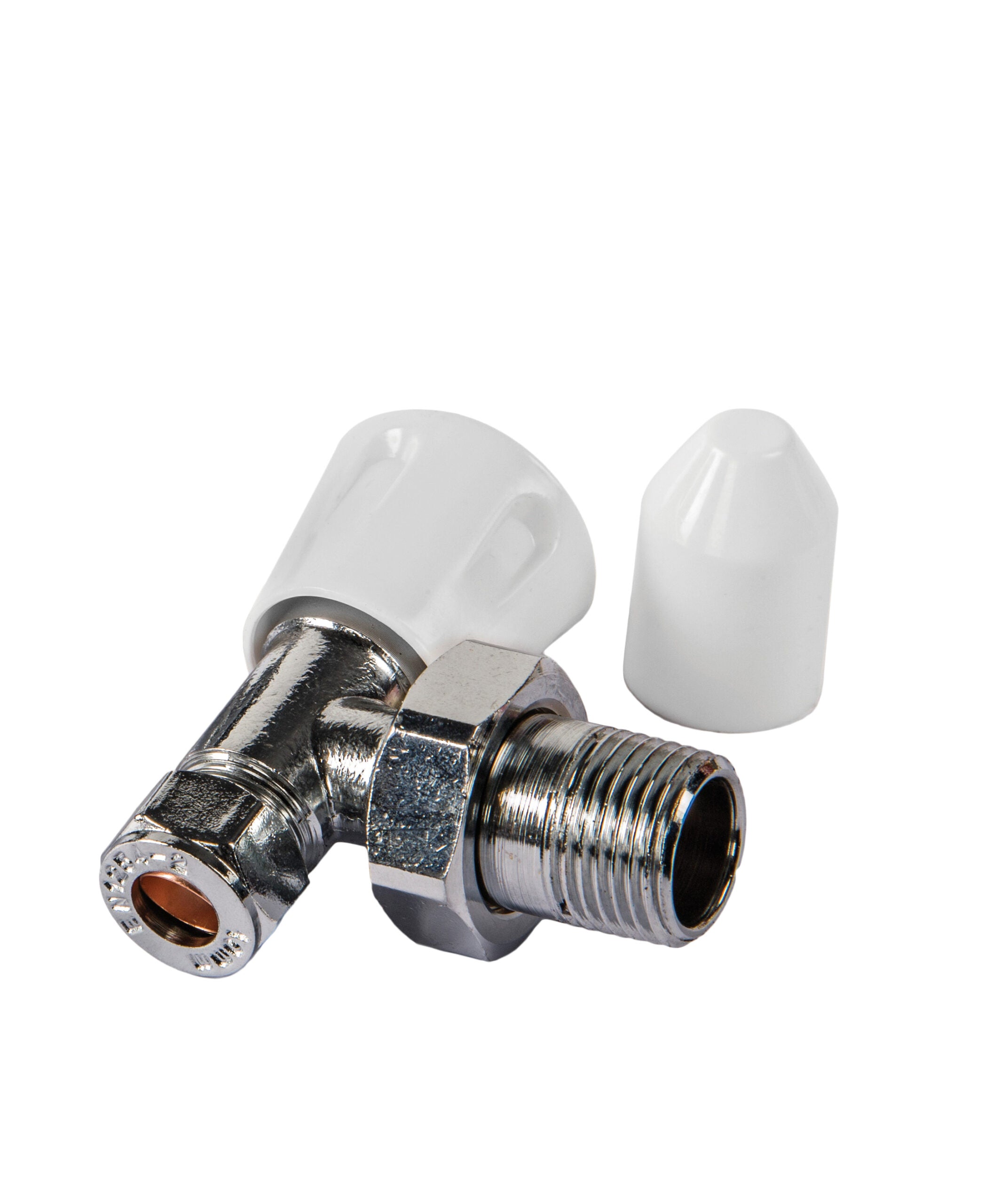Kartell LSDOGA10 Galaxy Angled Lockshield Radiator Valve with Drain Off Cock - 10mm - Chrome