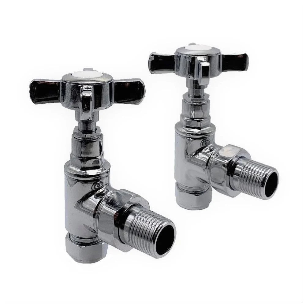Kartell CROSS-ANG Cross Head Angled Radiator Valve Pair - Chrome
