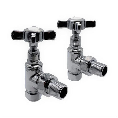 Kartell CROSS-ANG Cross Head Angled Radiator Valve Pair - Chrome