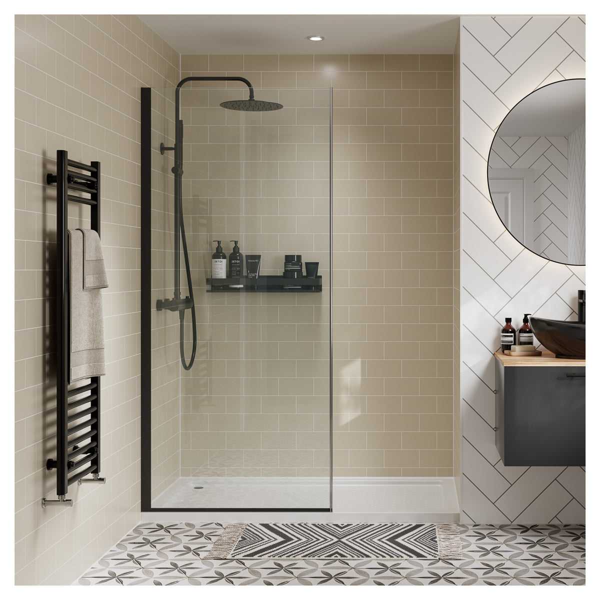 Multipanel Tile Effect Taupe Grey Hydrolock T&G Wall Panel - 2400 x 598 x 11mm