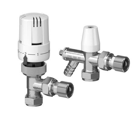 EPH Controls Angled TRV 10mm Compression Lockshield Drain Off Valve
