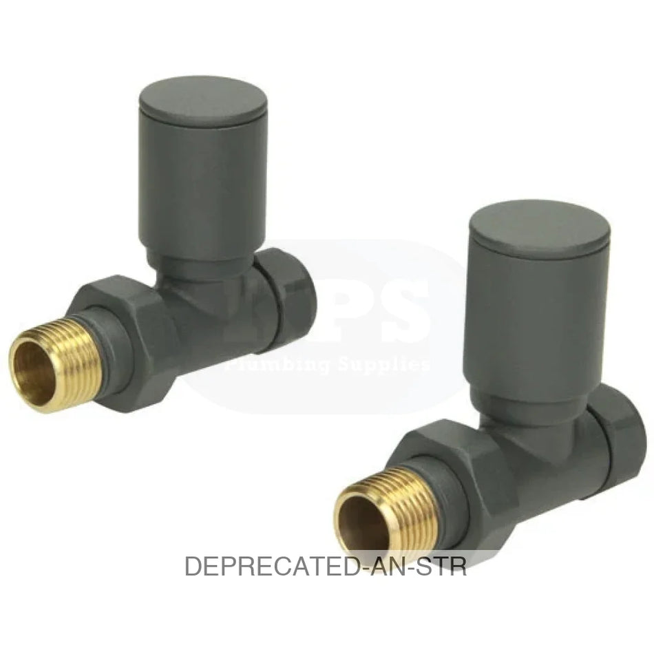 Anthracite Radiator Valve Straight 15mm (Pair) Radiator Valves