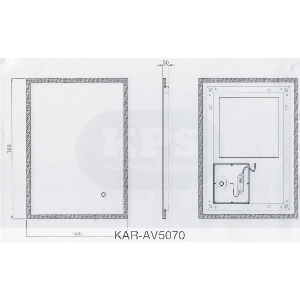 Avening 500x700mm Acrylic Edge Bathrooms-Furniture-Mirrors & Cabinets