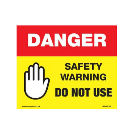 Regin Danger Do Not Use Sticker Tag