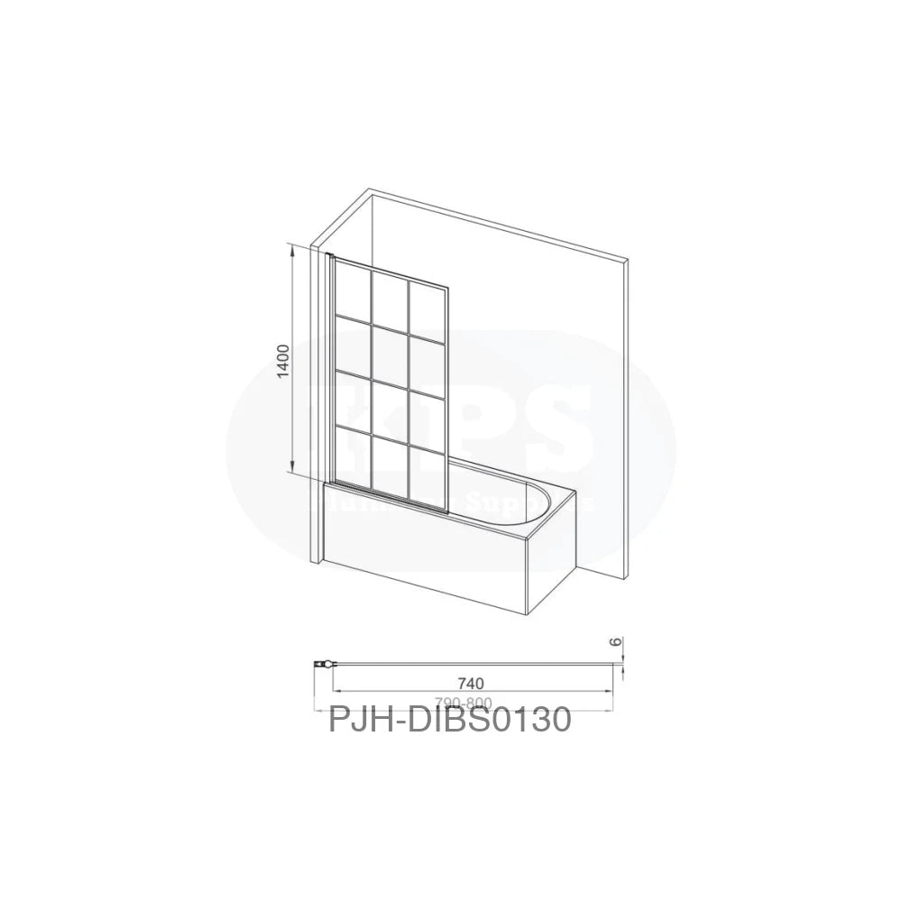 Bath Screen 1400 Square Grid Black Bathroom Brands