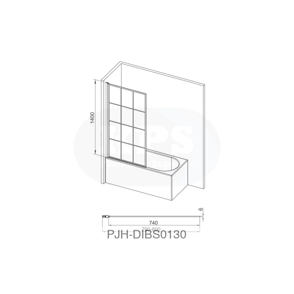 Bath Screen 1400 Square Grid Black Bathroom Brands