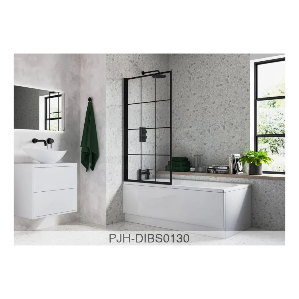Bath Screen 1400 Square Grid Black Bathroom Brands