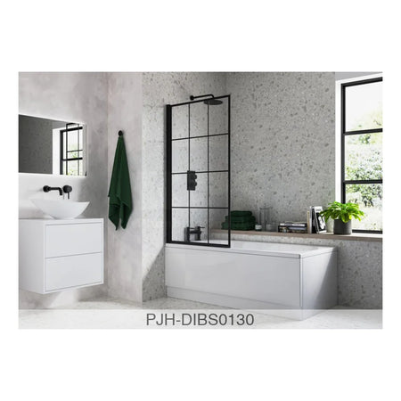 Bath Screen 1400 Square Grid Black Bathroom Brands
