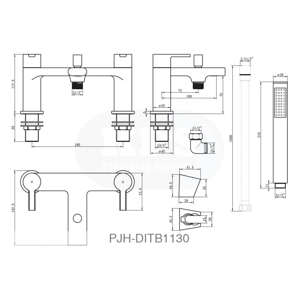 Bath Shower Mixer Oval Black Bathroom Brands
