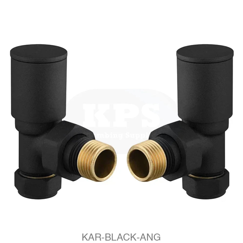 Black Radiator Valve Angled 15mm (Pair) Radiator Valves