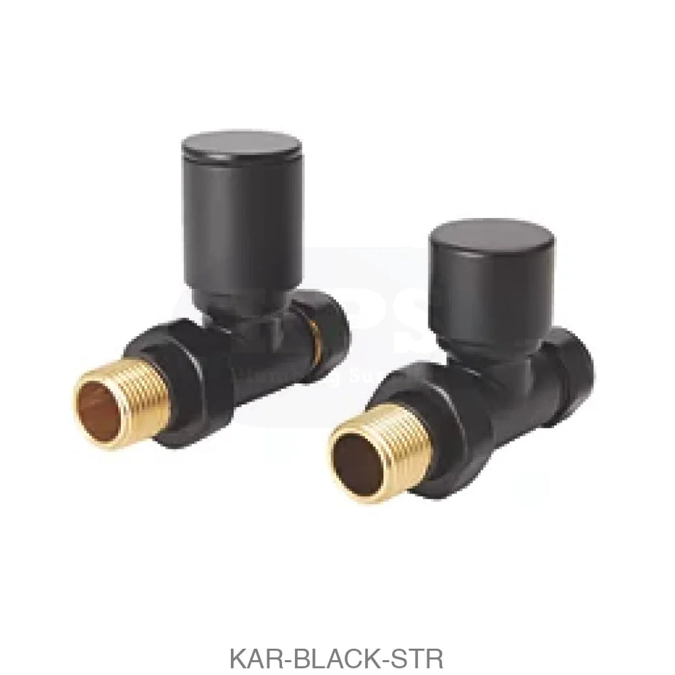 Black Radiator Valve Straight 15mm (Pair) Radiator Valves