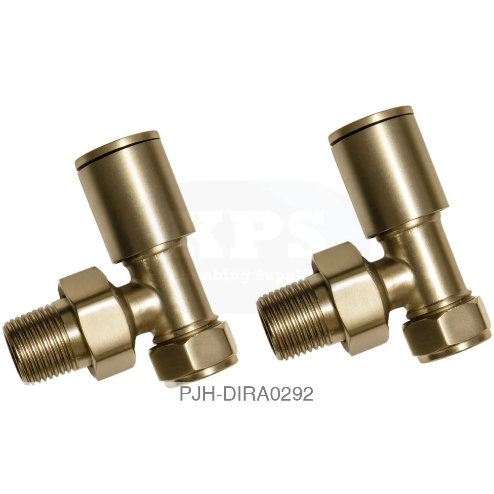 Brushed Brass Radiator Valves - Angled Bathroom Brands