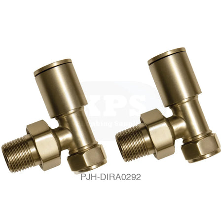 Brushed Brass Radiator Valves - Angled Bathroom Brands