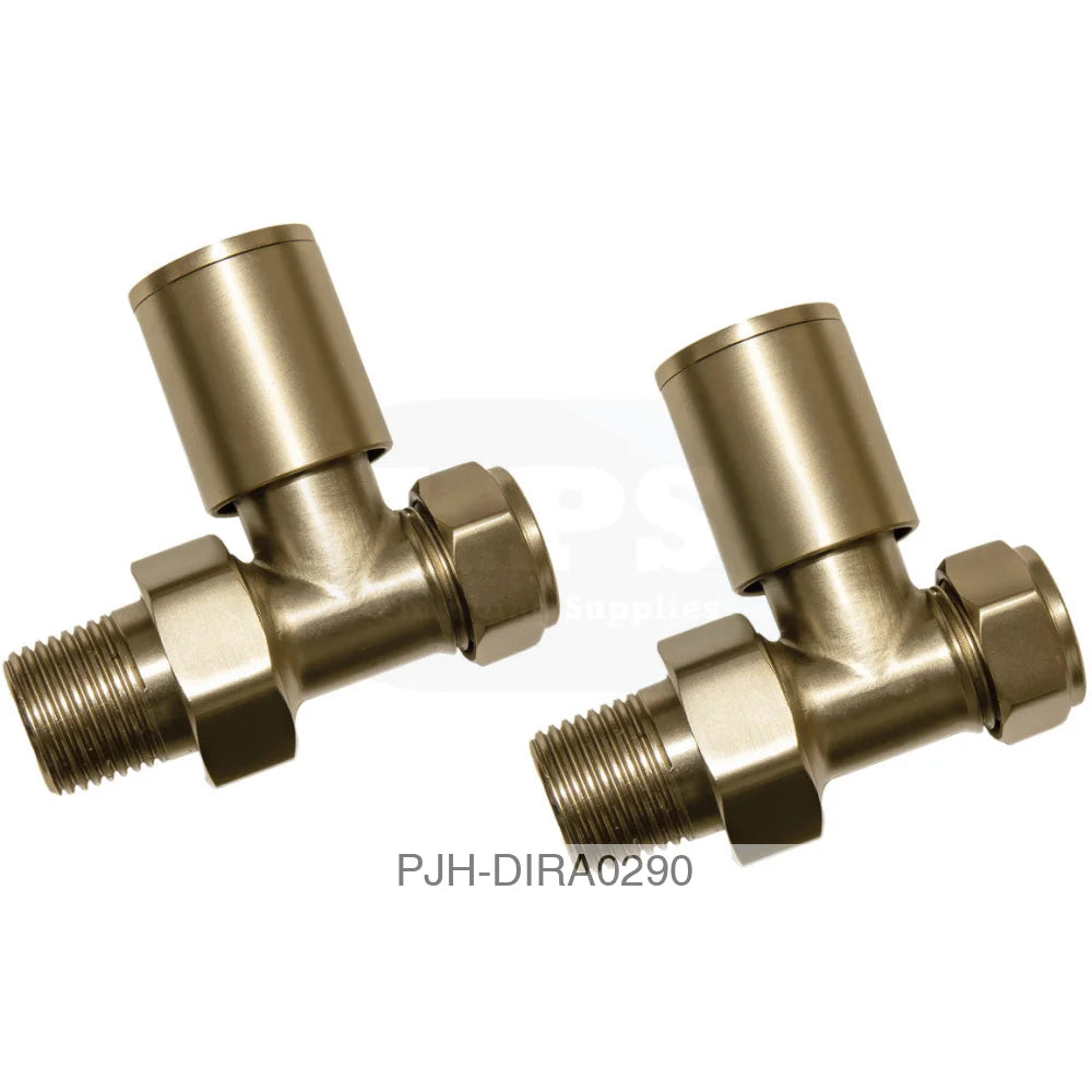 Brushed Brass Radiator Valves - Straight Bathroom Brands