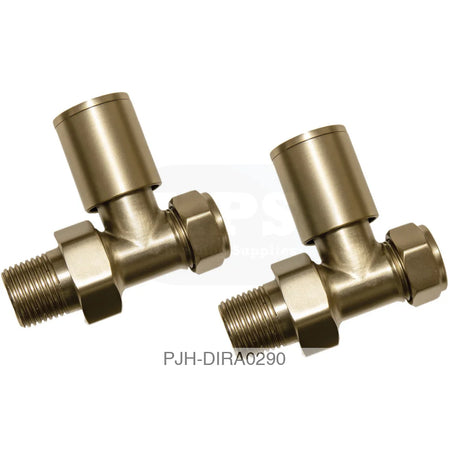 Brushed Brass Radiator Valves - Straight Bathroom Brands