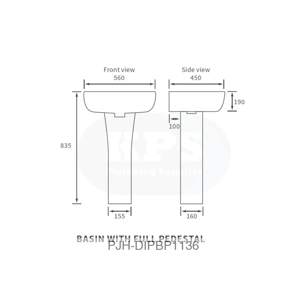 Cedarwood 560 x 450 1Th Bsn&Full Ped (Box) Bathroom Brands