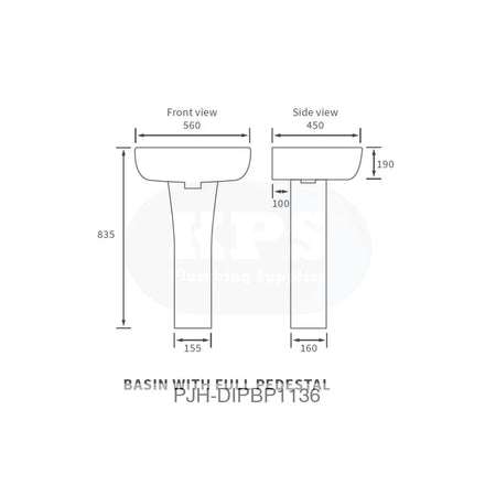 Cedarwood 560 x 450 1Th Bsn&Full Ped (Box) Bathroom Brands