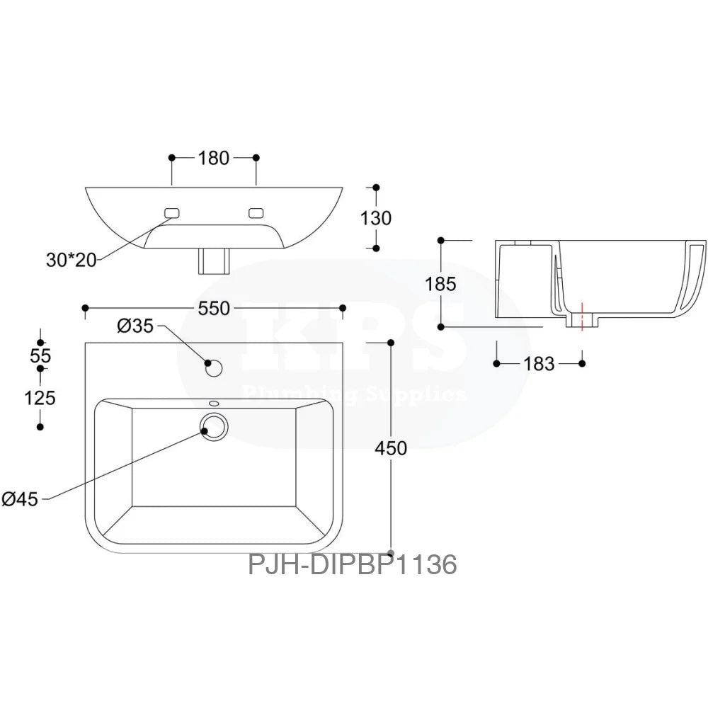 Cedarwood 560 x 450 1Th Bsn&Full Ped (Box) Bathroom Brands